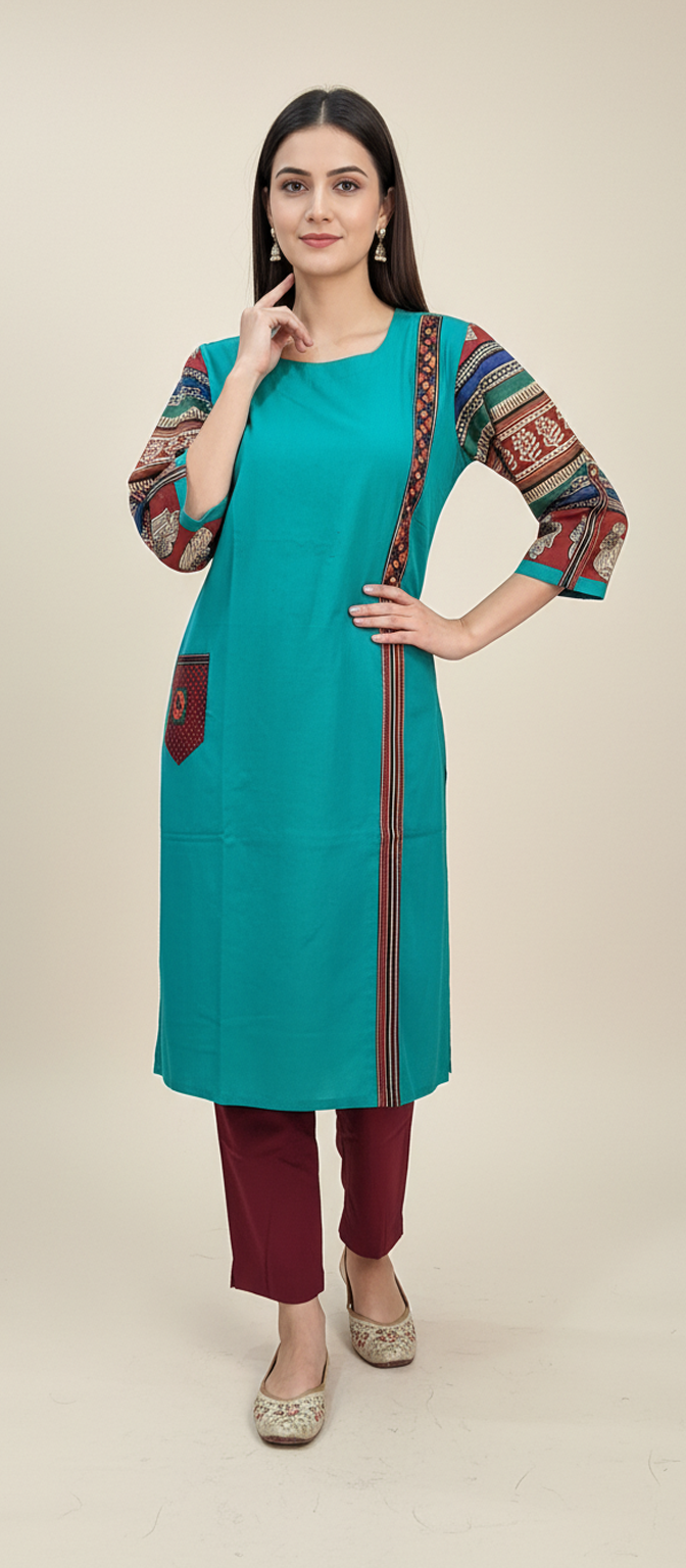 Elegant Mirror Work Long Kurti