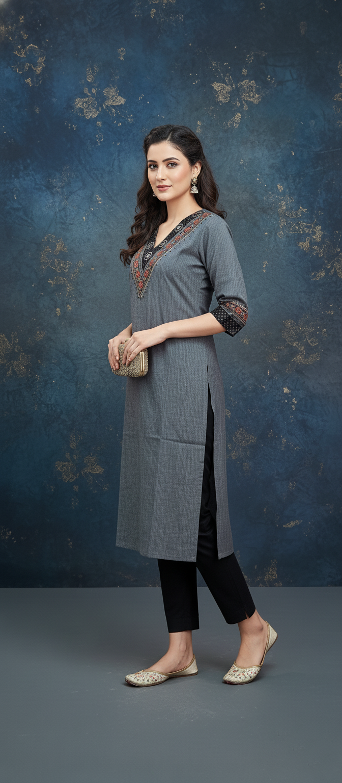 Ethnic Charm Mirror Work Long Kurti