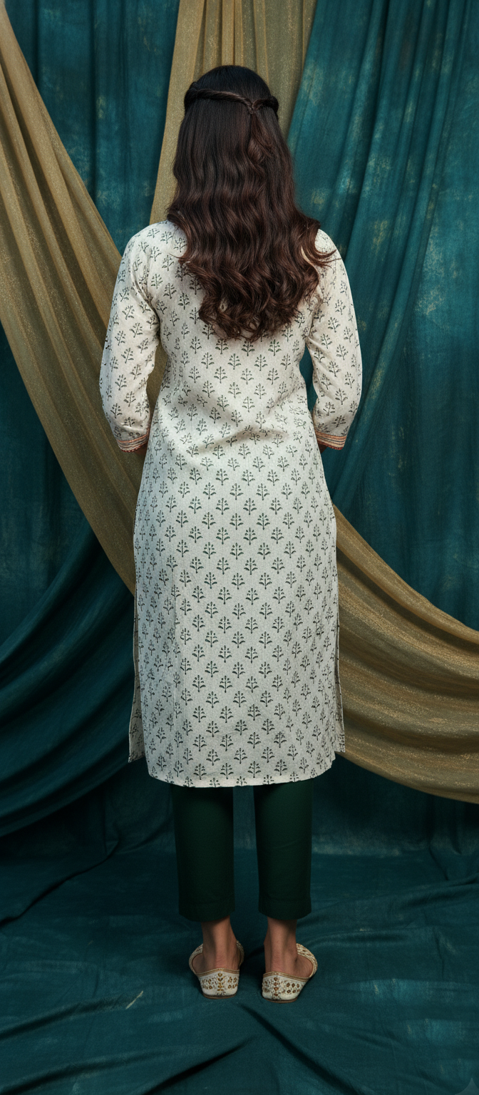 Stylish All-Over Printed Long Cotton Kurti