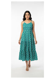 Embroidery & Mirror work Stylish Spaghetti Long Gown for Women