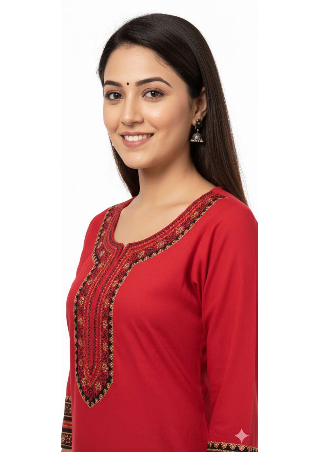 Elegant Hand-Embroidered Round Neck Kurti